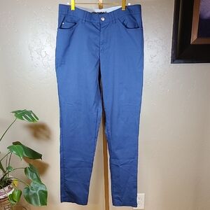 Adidas Navy Athletic Elastic Waistband Pants Stretch Fit Size 32